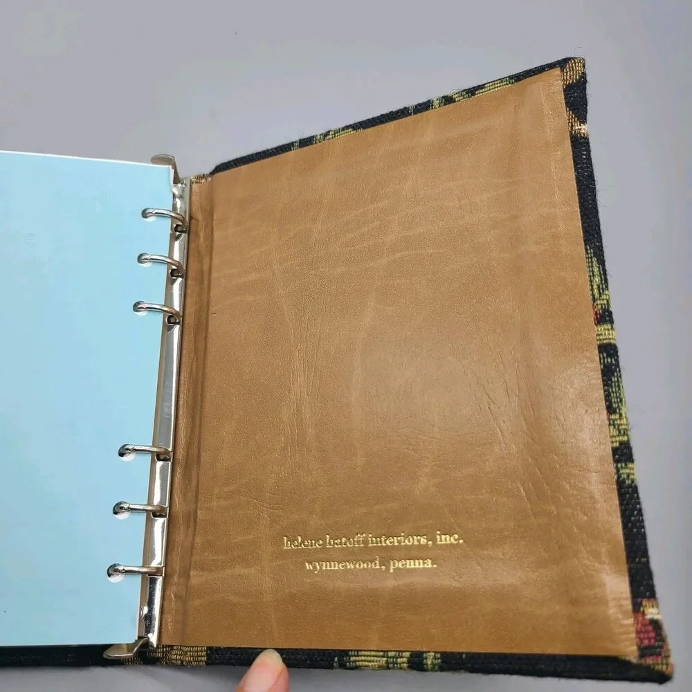 Helene Batoff Interiors Notebook Binder black Fabric Monkey tapestry Vintage NEW